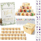 140 Pcs Baby Shower Blocks to Decorate Game Kit Includes Wooden Blocks Markers Game Sign Storage Box for Baby Shower Gender Reveal Activity Party Decorations by Unknown