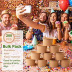 Honeydak 200 Pcs 4 oz Kraft Paper Ice Cream Cups Disposable Dessert Bowls for Hot or Cold Food Brown Paper Snack Containers for Sundae, Frozen Yogurt, Soup Baby Shower Party Supplies - Image 5