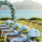 Auihiay 64pcs Blue Hydrangea Artificial Flowers, Artificial Hydrangea Flowers with Stems, Faux Hydrangea Flowers for Wedding Centerpieces, Baby Shower, Birthday Party Decoration - Image 6