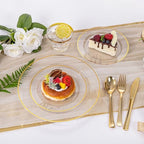 SUT 175 Pcs Gold and Clear Plastic Dinnerware Set for 25 Guests, Include: 25 Dinner Plates, 25 Dessert Plates, 25 Pre Rolled Napkins With Silverware, 25 Cups, Disposable Plates for Party, Wedding - Image 6