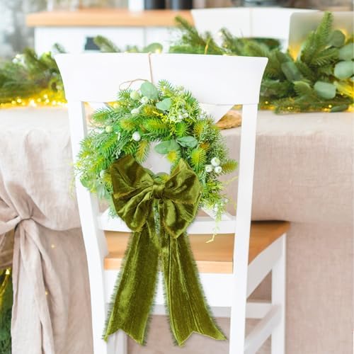 Preboun 4 Rolls Christmas Velvet Ribbon 24 Yards,Olive Green,3 Inch - Image 6