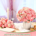 Tigeen 24 Bundles Artificial Flowers Bouquet Silk Peonies, Rose Pink - Image 3
