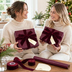 Burgundy Christmas Kraft Wrapping Paper 45 ft Velvet Ribbon 12 Gift Tags - Image 7