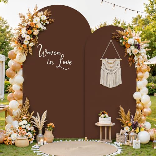 7.2FT 6FT Arch Backdrop Cover for Party, Set of 2 Stretchy Spandex Fitted Arch Stand Cover for Baby Shower, Birthday Wedding Decor, Chiara Backdrop Cover with Double-Sided Design(Blue, Brown) - Image 2