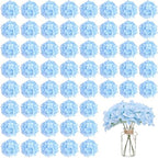 WEISPARK 100PCS Artificial Hydrangea Flowers, Fake Flowers Silk Hydrangea Full Flowers Heads with Stems for Wedding Home Party Shop Baby Shower Decor (Blue) by WEISPARK