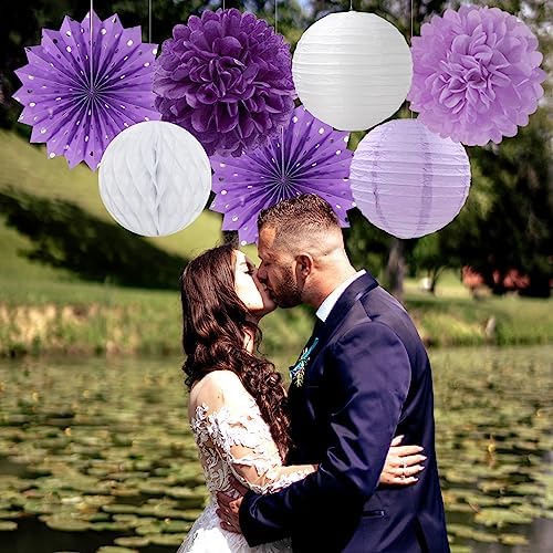 Purple Party Decoration Heart-Garland with Baby Bridal Shower Wedding Engagement Bachelorette Graduation Decor Streamers Paper Lanterns Fans - Image 6