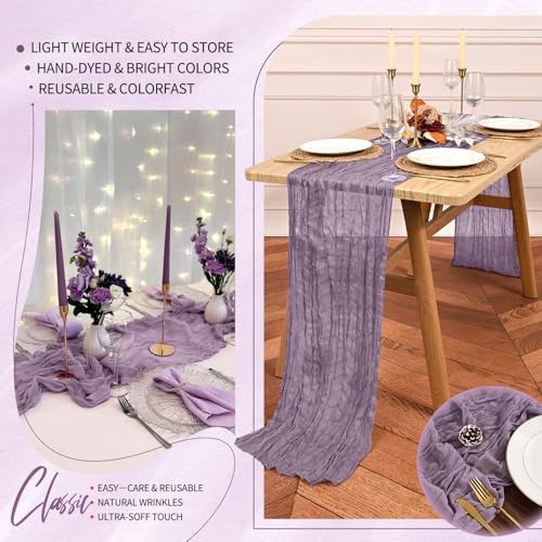 20 Pack Purple Cheesecloth Table Runner Wedding Birthday Table Decor - Image 5