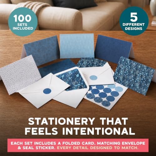 VNS Creations 100 Pack Blank Cards and Envelopes 4'' x 6" - Navy - Image 6