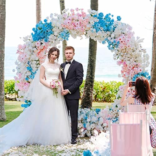 Fomcet 7.2ft Round Backdrop Stand White Circle Arch Metal Wedding Arch - Image 7