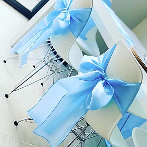 50 Pack Royal Blue Chair Sashes Bows Satin Wedding Chair Ribbons 7x108 Inch - Image 6