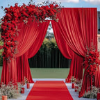 20ftx12ft Wrinkle Free Red Backdrop Curtain for Parties, 4 Panels Silky Polyester 12ft Long Photo Backdrop Drapes Back Drop Cloth for Wedding Birthday Party Christmas Photography Background - Image 5