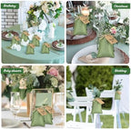 Woanger 100 Pcs Drawstring Burlap Gift Bags 4x6'' with Tags, Dark Green - Image 4