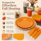 Yaomiao 168 Pcs Fall Party Supplies Autumn Dinnerware Plates Cups Napkins - Image 4