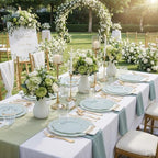 NOCCUR 175PCS Sage Green Plastic Plates with Gold Disposable Silverware - Include 50 Green and Gold Plastic Plates,25 Knives,25 Forks,25 Spoons,25 Cups and 25 Napkins - Wedding/Party/Baby Shower - Image 5