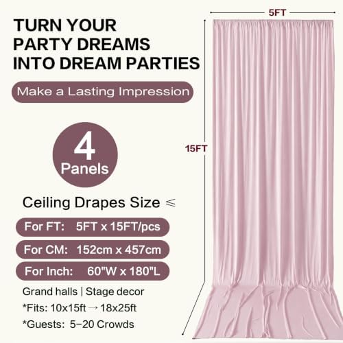 20ft×15ft Light Pink Backdrop Curtain for Wedding Parties - Image 6