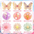 Paper Jazz Pastel Butterfly Decorations Hanging Paper Flowers Honeycomb Birthday for Fairy Party,Spring Theme Decor for Wildflower First Birthday,Tea,Garden Party,Classroom,Bulletin Board - Image 2