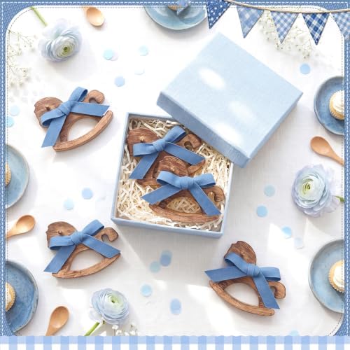 Mifoci 6 Pack Wooden Rocking Horse Baby Shower Decor, Blue Jean - Image 3