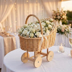 Decorative Wicker Carriage-Shaped Basket, Baby Shower Centerpiece, Medium - Image 5