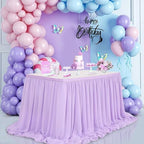 Lavender Chiffon Table Skirt 6ft for Rectangle Tables 2 Layer Purple Mermaid Table Skirting for Wedding Birthday Butterfly Party Baby Shower Decor - Image 6