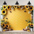 Yellow Sunflower Honey Photography Background Sweet Bee Backdrop Bee Theme Princess Girl Birthday Party Decoration Suitable for Home Decoration Spring Party Baby Shower Banner(B, 9x6feet) - Image 6