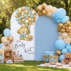 Tegeme 2 Pcs Blue Teddy Bear Arch Backdrop We Can Bearly Wait to Meet You - Image 4