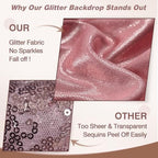 20x12FT Rose Gold Sequin Curtains Backdrop, Wrinkle Free Drop for Wedding - Image 2