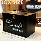 Extra Large Card Box with Lock & Slot, Gothic Black Wedding Card Boxes for Reception Money Gift Envelope, Spacious Gift Cards Holder Box for Black Party Graduation Funeral Charity Table Decor - Image 2