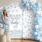 Serencatcher 7.2ft 6ft Seashell Sea You Soon Baby Arch Backdrop Covers 2pcs - Image 5