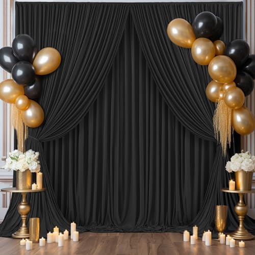 30x10ft Black Backdrop Curtain for Wedding Parties Wrinkle Free Fabric Black Drapes Backdrop Decoration for Baby Shower Birthday Photography Decoration 6 Panels, 5ft x 10ft - Image 6