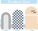 Set of 3 Racing Car Arch Backdrop Cover Track Checkered Spandex Stretchy Arch Cover for Boys Birthday Wedding Baby Shower Party Decoration (6ft,6.6ft,7.2ft,Fast ONE) - Image 3