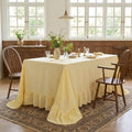 Eternal Beauty Striped Ruffled Tablecloth 60x102 Inch Yellow White by EternalBeauty