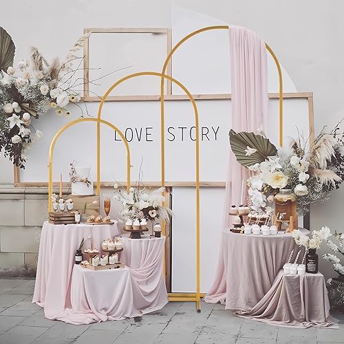 Outvita Wedding Arch Set of 3, Metal Backdrop Stand Wedding Ballon Arch Frame Decoration Support Stand for Ceremony Indoor Outdoor Party Event Baby Shower - Image 5