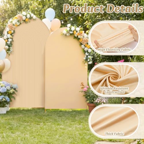 2 Set Wedding Arch Cover, Champagne Ripple & Solid Stretchy Backdrop Cover - Image 3
