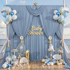 40ft×10ft Wrinkle Free Dusty Blue Backdrop Curtain for Parties, 8 Panels 5×10 ft Soft Silky Polyester Photo Backdrop Drapes for Wedding Birthday Baby Shower Photography Home Decor - Image 5
