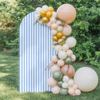 Simple White Striped Arch Backdrop Cover 6.6 FT, Blue Stripes Modern Style Wedding Arch Cover Stretchy Backdrop Stands Covers for Birthday Party Ceremony Banquet Decor by Unknown
