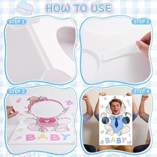 6 Set Baby Shower Games Party Favors Feed Me Funny Blindfolded Baby Shower Game for Adults Includes 6 Kt Boards 6 Eye Patches Fun Blindfold Food Feeding Game Kit for Gender Reveal Party Supplies - Image 4