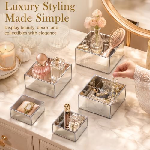 Jerify 6 Pcs Mirror Acrylic Display Risers 5.91" 5.12" 3.54", Silver Square - Image 6