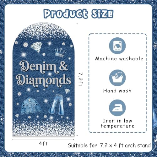Serencatcher 7.2ft Denim & Diamonds Arch Backdrop Cover Arch Covers - Image 2