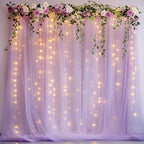 Tulle Backdrop Curtains with Lights Lavender 10x10ft Sheer Curtain Backdrop by Fomcet