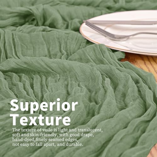 20 Pack Sage Green Table Runner 17 x 108inch Cheesecloth Table Runner Rustic Boho Gauze Sheer Fabric Cheese Cloth Table Runners for Wedding Party Bridal Baby Shower Birthday Spring Table Decor - Image 5