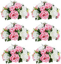 Sziqiqi Artificial Flower Centrepieces for Tables, Pink & White, 6Pcs by SZIQIQI