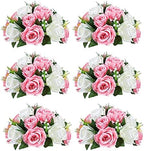 Sziqiqi Artificial Flower Centrepieces for Tables, Pink & White, 6Pcs by SZIQIQI