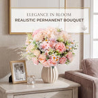 Tigeen 6 Bundles Artificial Flowers Bouquet for Wedding, Pink Champagne - Image 4