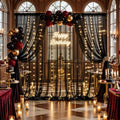 10×15ft Black Sheer Backdrop Curtains with Lights String for Parties Birthday Black Tulle Backdrop Curtain for Baby Shower Wedding Graduation Halloween Party Photo Shoot Decorations 2 Panels 5×15ft by Suppromo