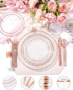 Ciaell 350 Piece Rose Gold Plastic Plates for Weddings Parties - Image 6
