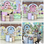 Blue Windmill Arch Backdrop Covers 6x3ft(HxW) for Barn Farm Birthday Party Decorations Double-Sided Chiara Arched Stand Fabric Cover Kids Baby Shower Parties Tablecloth Props - Image 4