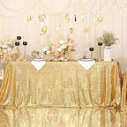 SquarePie Sequin Tablecloth 90x132 Inch Gold for Wedding Party - Image 3