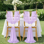 Fanqisi Light Purple Chair Sashes 48 Packs 8ft Long Tulle Draping Fabric Sheer Church Chair Cover Bulk - Wedding Aisle Chairs Decor - Image 2