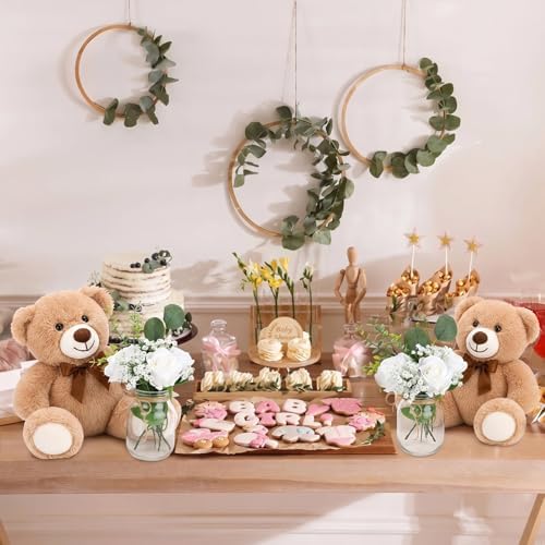 Guludai 37Pcs Bear Baby Shower Centerpieces Brown Eucalyptus Mason Jar - Image 4