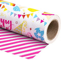 WRAPAHOLIC 30 Inch Jumbo Reversible Birthday Wrapping Paper - 30 Inch X 100 Feet Jumbo Roll - Birthday Party Design, Perfect for Celebration, Baby Shower and More Occasions by WRAPAHOLIC